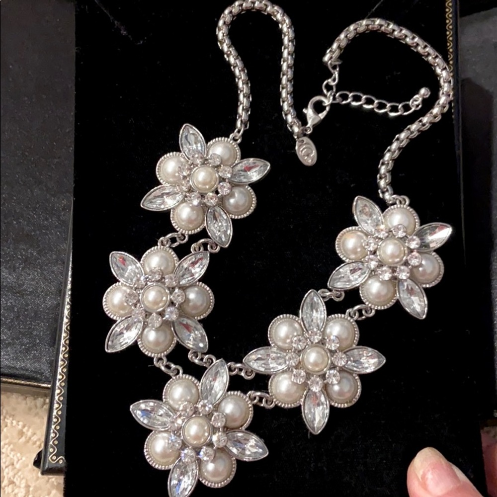 Bridal Jewelry Rhinestone & Pearl Necklace